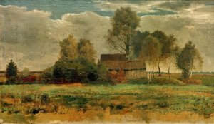 Turfhutten in Dachauer Moos door Franz Marc